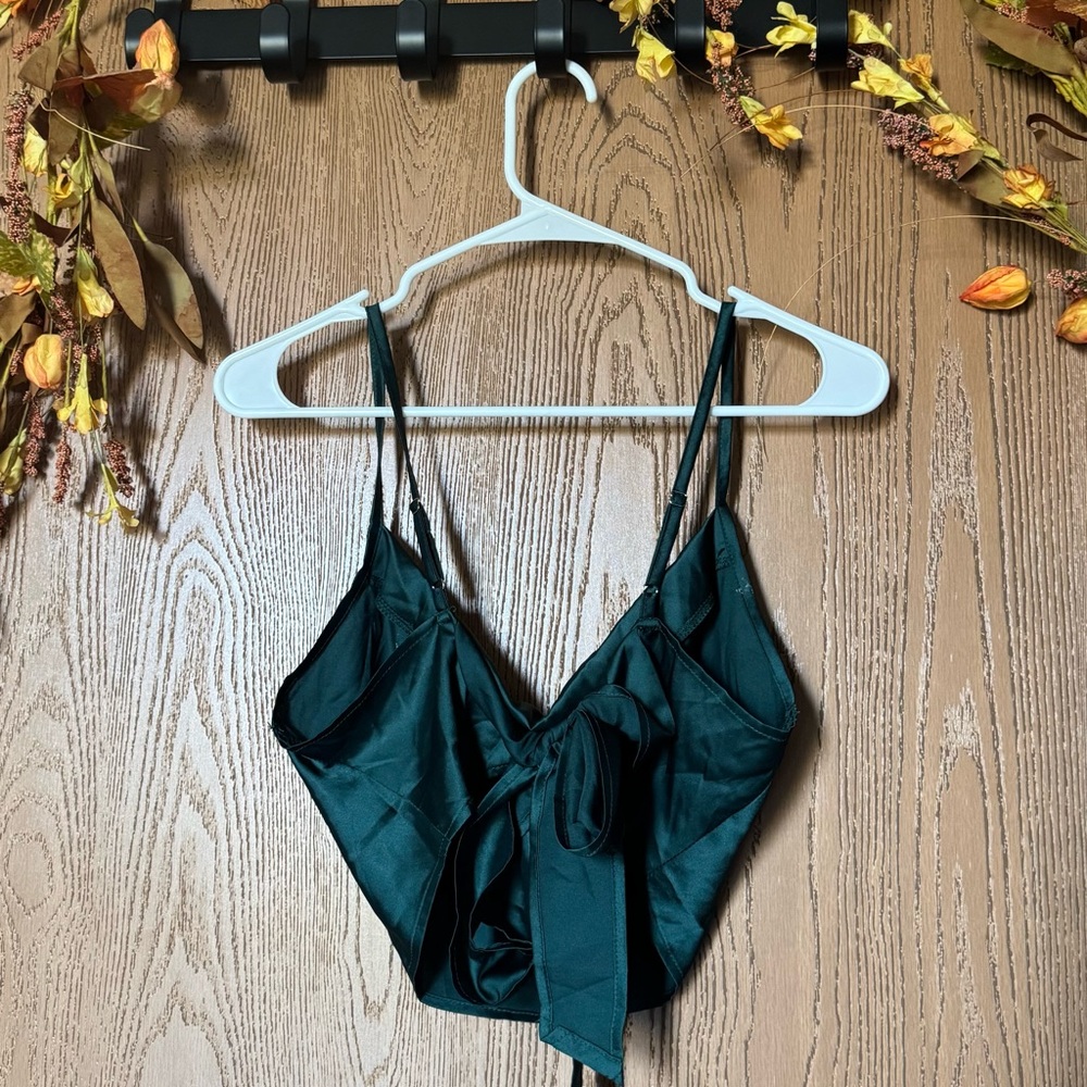 Elegant Green Satin Tank Top